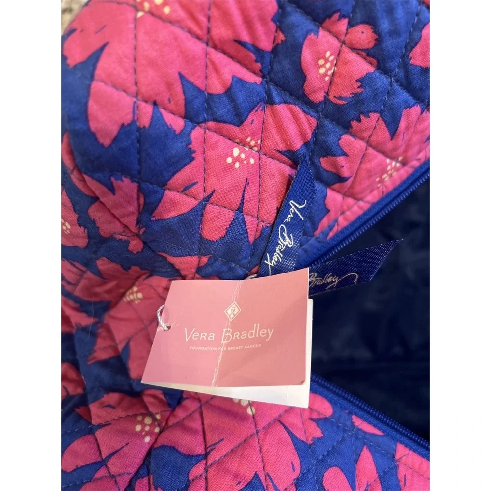 Vera Bradley New Large Duffel Bag Blue Pink Floral 2 Handles Quilt $85 Zip‎
